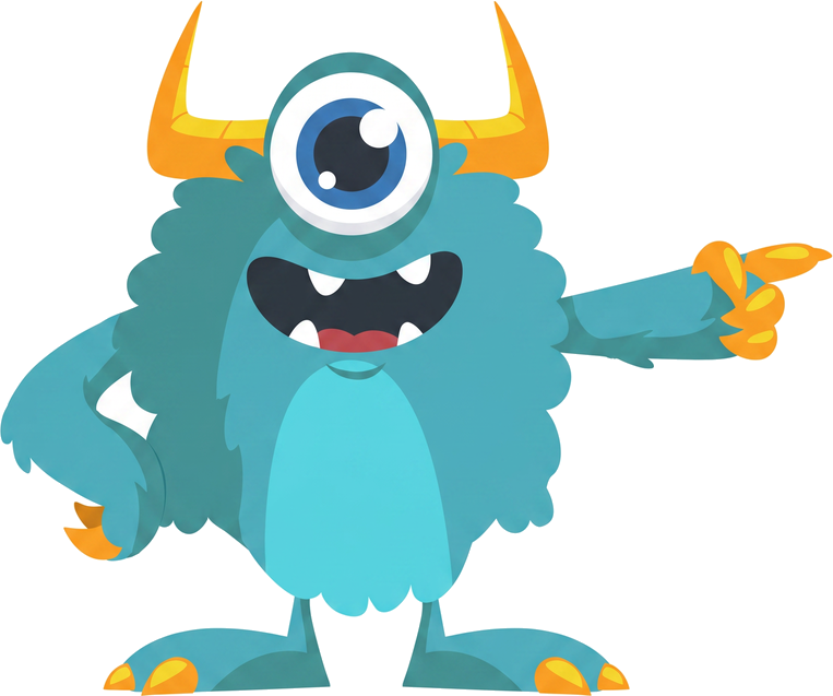 The Monster Websites mascot pointing at the partner program